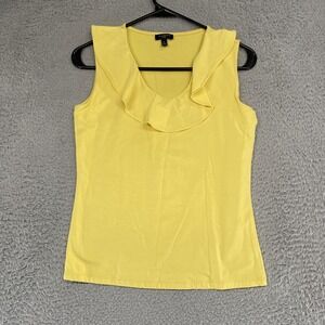 Talbots Tank Top Womens P / XSP Yellow Ruffle Scoop Neck Jersey Basic Summer